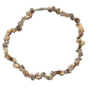 shells choker twist silver bead necklace costume jewelry 18" long READ